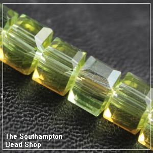 Chinese 6mm Cube Crystals - Olivine AB